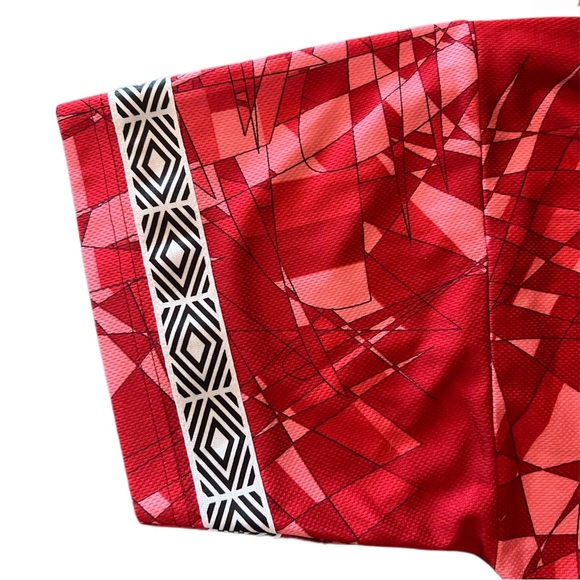 Vintage Umbro 90s Red Referee Soccer Jersey | Abstract Geometric Football Shirt - Picture 7 of 9